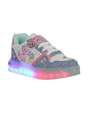 Tenis luz led Kuali Shoes para niña Dinosaurios