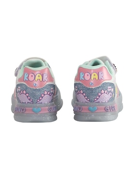Tenis luz led Kuali Shoes para niña Dinosaurios