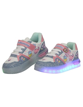 Tenis luz led Kuali Shoes para niña Dinosaurios