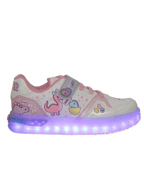Tenis luz led Kuali Shoes para niña Dinosaurio