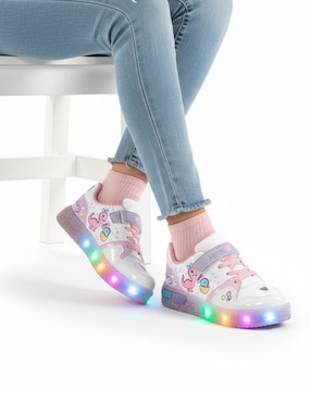 Tenis luz led Kuali Shoes para niña Dinosaurio