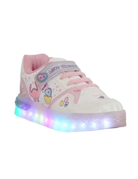 Tenis luz led Kuali Shoes para niña Dinosaurio