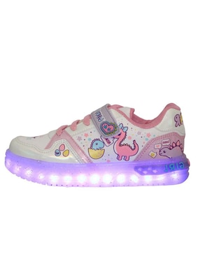 Tenis luz led Kuali Shoes para niña Dinosaurio