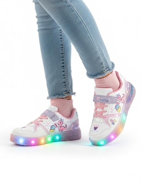 Tenis luz led Kuali Shoes para niña Dinosaurio