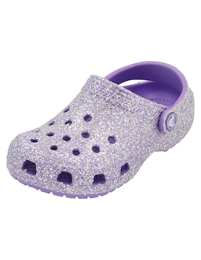 Sandalia Crocs Classic Fantasy Glitter Clog K para niña