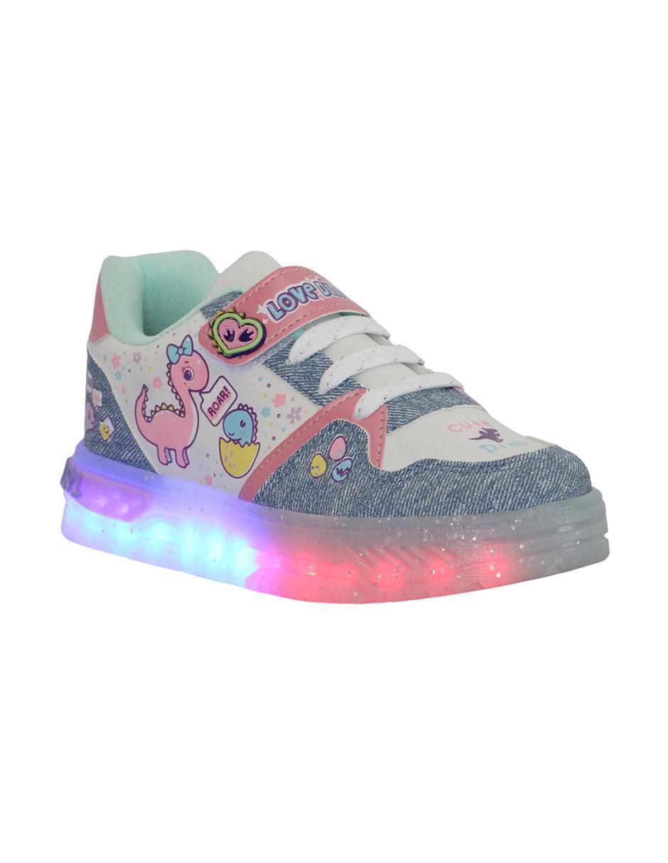 Tenis luz led para niña Dinosaurios Tenis luz led para niña Dinosaurios