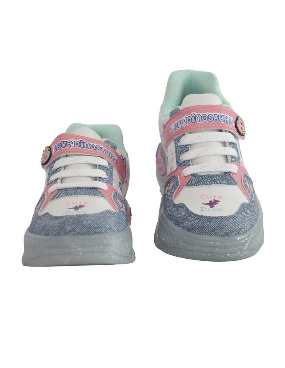 Tenis luz led para niña Dinosaurios 2