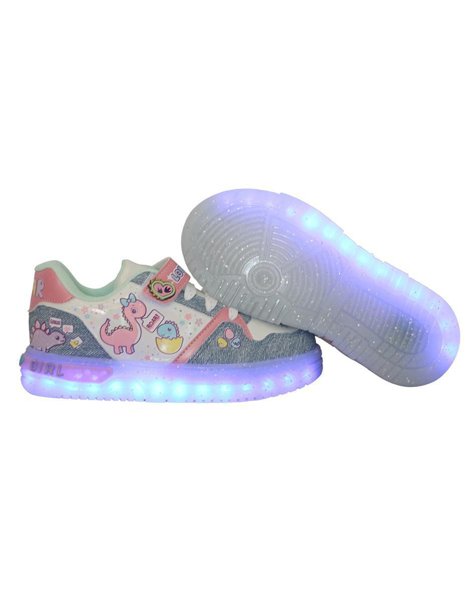 Tenis luz led para niña Dinosaurios 5