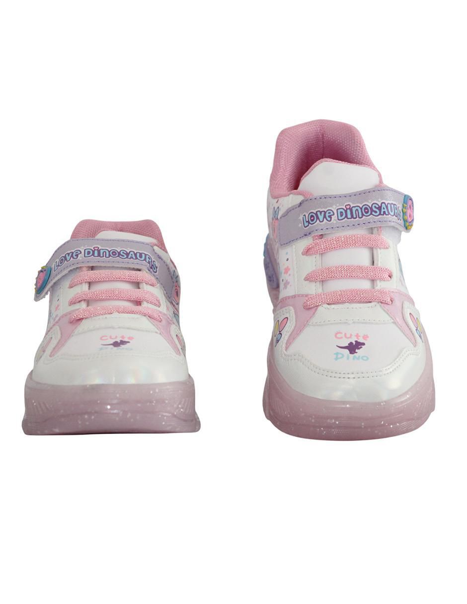 Tenis luz led para niña Dinosaurio 3