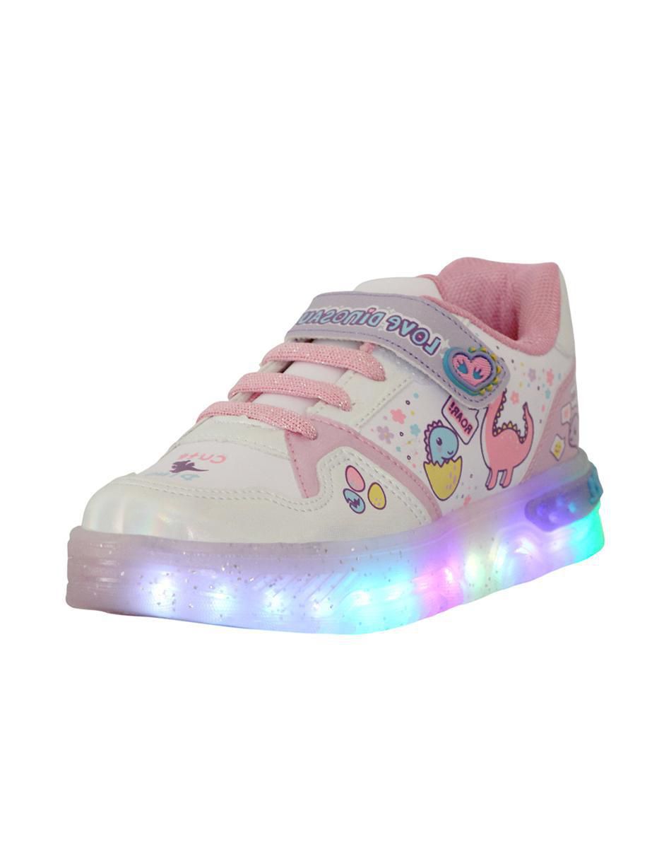 Tenis luz led para niña Dinosaurio 4