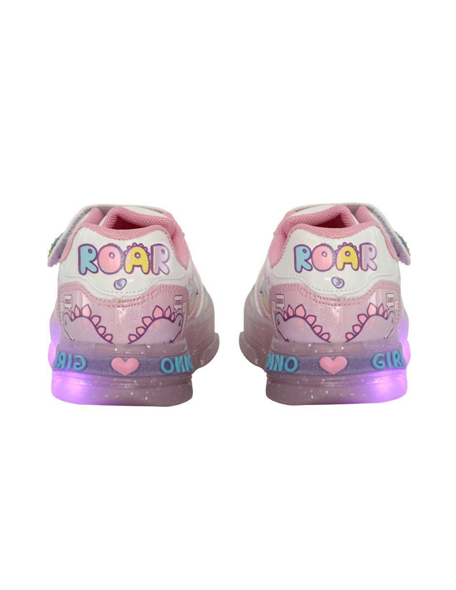 Tenis luz led para niña Dinosaurio 7