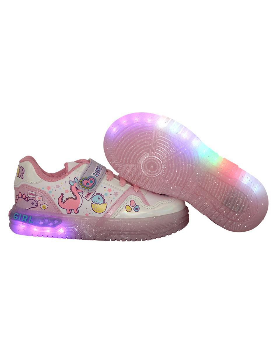 Tenis luz led para niña Dinosaurio 8