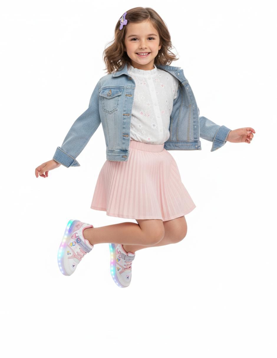 Tenis luz led para niña Dinosaurio 9